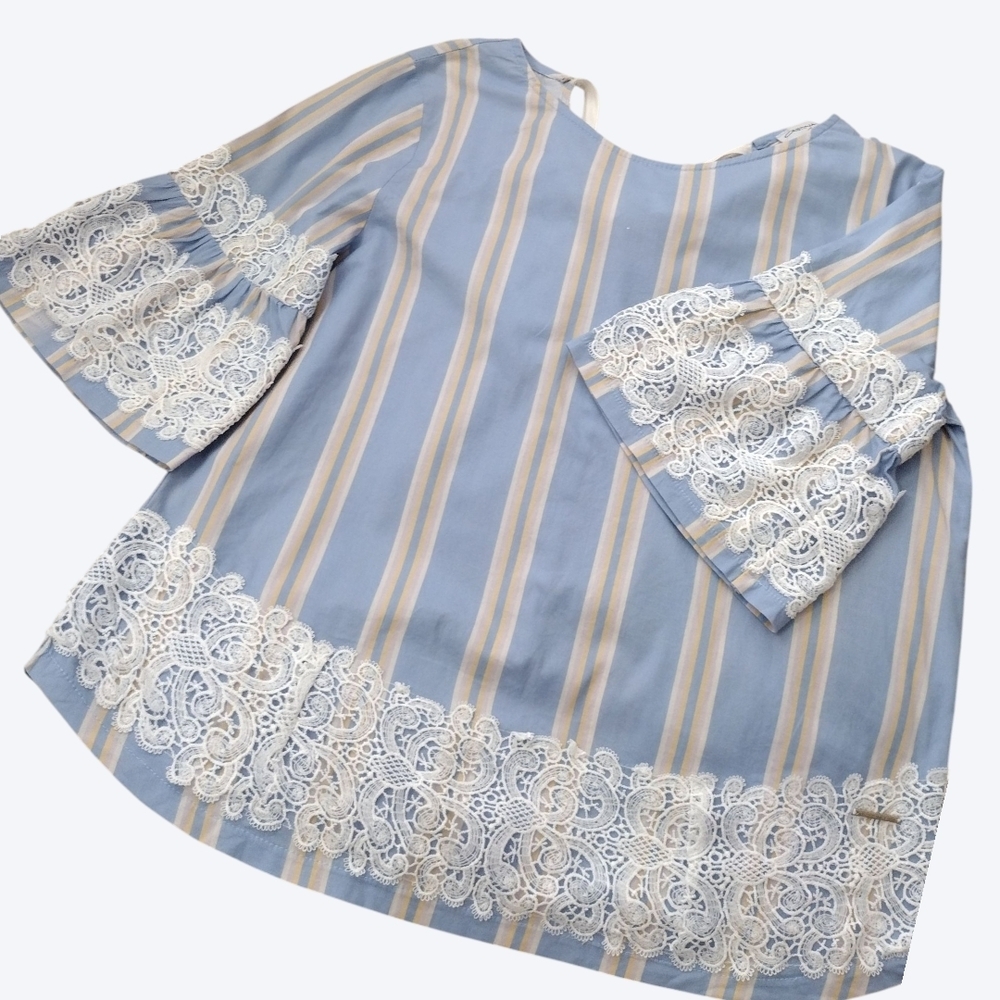 Cristina Gavioli Blue Striped Women's Top Sz Medium - Picture 2 of 4
